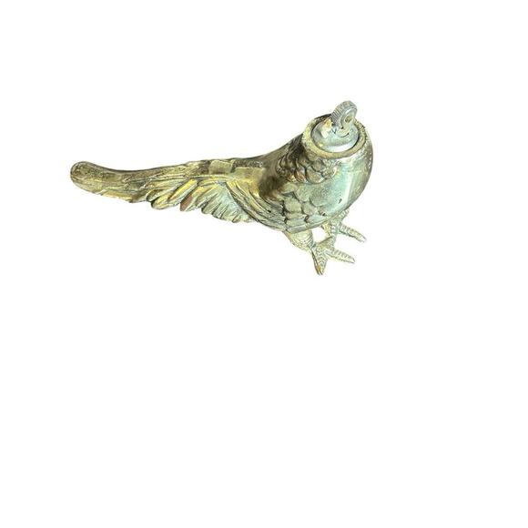 Vintage METAL PHEASANT LIGHTER Made In Japan , Match Box Safe Tin Hinged Top - Picture 7 of 9